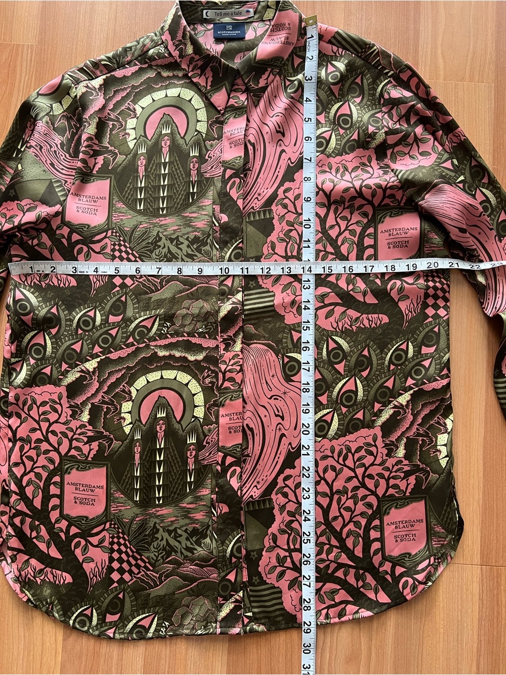 Scotch & Soda Maison Scotch Tell Me a Tale Graphic Print Oversized Shirt S - Picture 3 of 11